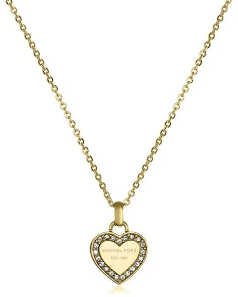 michael kors tone logo heart pendant necklace|Michael Kors gold heart necklace.